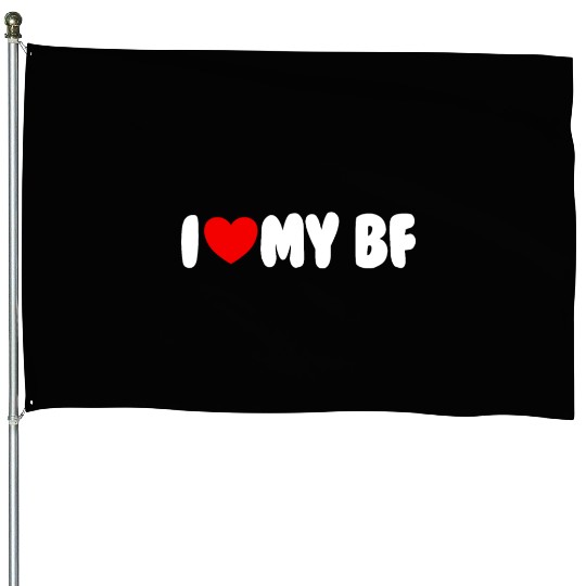 I Love My BF Red Heart Matching Couple Boyfriend House Flags