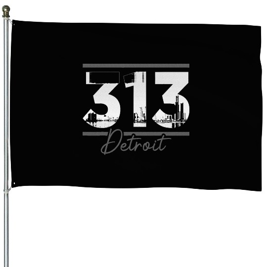 Detroit 313 Area Code Skyline Michigan House Flags