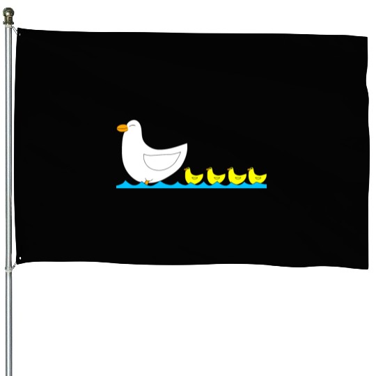 Duck with ducklings House Flags