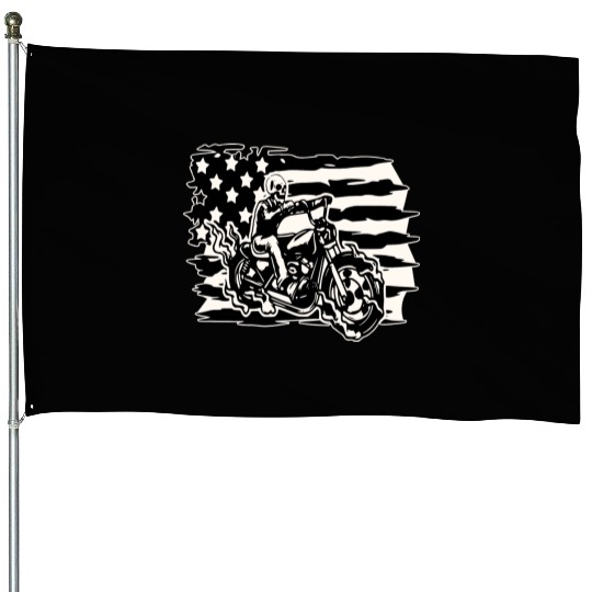 Flaming Skull American Biker © WhiteTigerLLC.Com House Flags