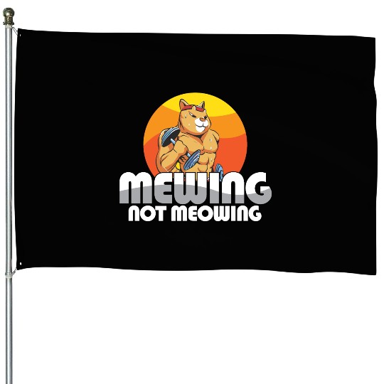 Funny Cat Meme Mewing Not Meowing Jawline House Flags