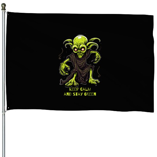 Keep Calm and Stay Green Goblin House Flags
