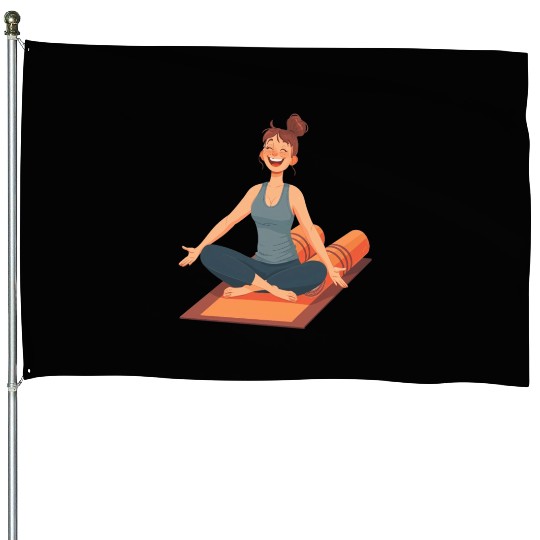 Joyful Yoga Moment Meditation Pose House Flags