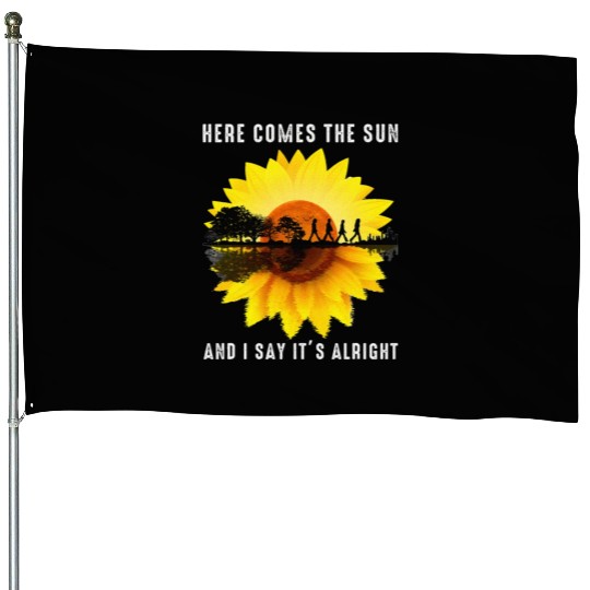 Here Comes The Sun And I Say It's Alright Guitar House Flags