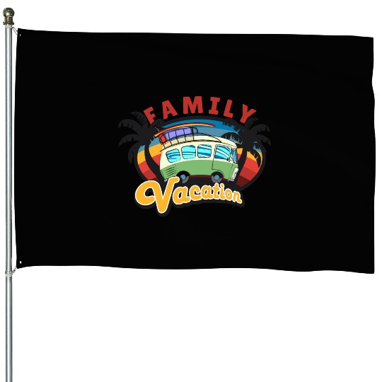 mini bus on a family vacation trip House Flags