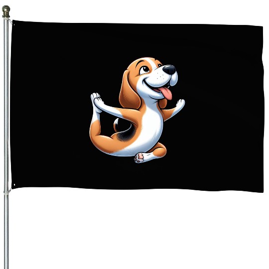 Beagle Yoga Fitness Meditation House Flags