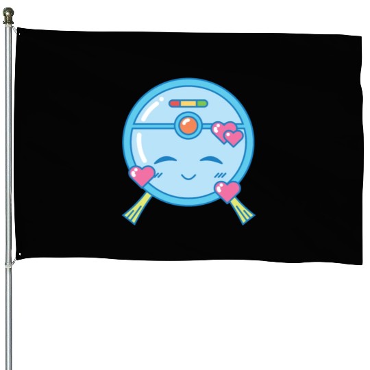 Adorable Kawaii Vacuum Robot House Flags