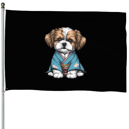 Shih Tzu In Kimono House Flags