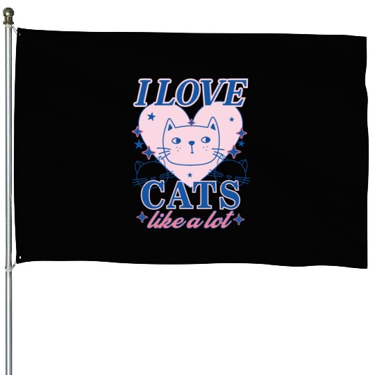 I LOVE CAT, CAT LOVERS House Flags