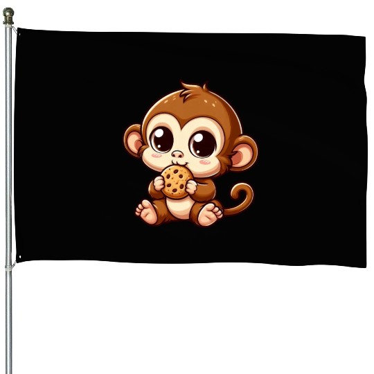 Monkey Chimpanzee Snacking Cookies House Flags