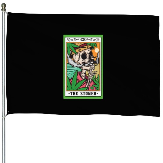 The Stoner Tarot Card Skeleton Cannabis Weed Lover House Flags