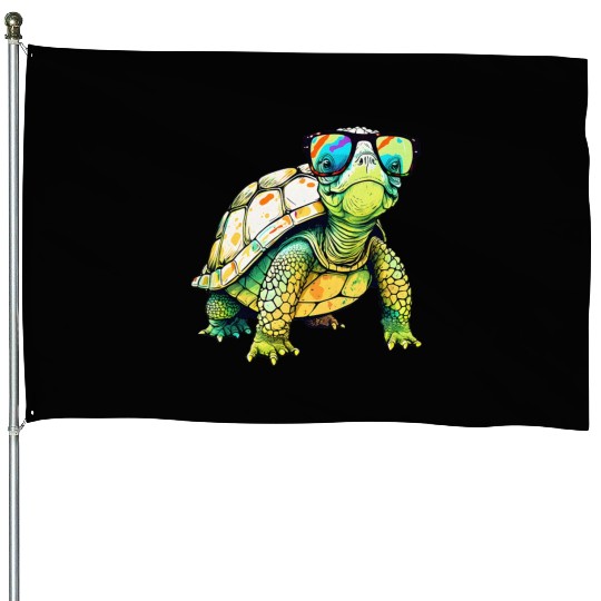 Turtle Colorful Turtle Outfit Mens Turtle Lover House Flags