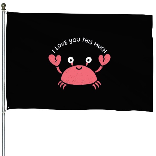 I love you this much, kawaii lobster House Flags
