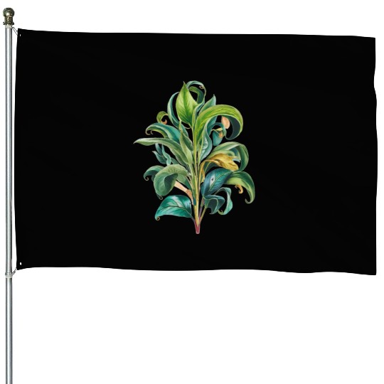 Watercolor Plant Hand Painted House Flags