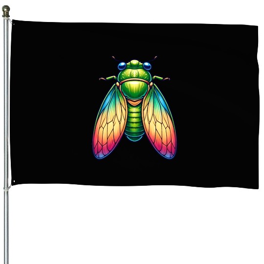 Colorful Cicada House Flags