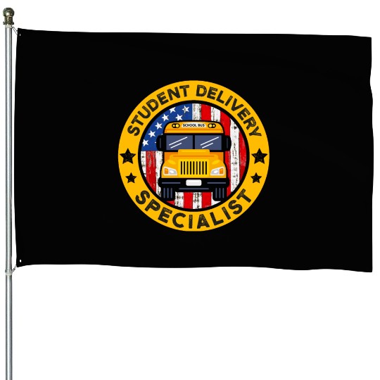 School Bus Driver American Flag School Bus Driver House Flags