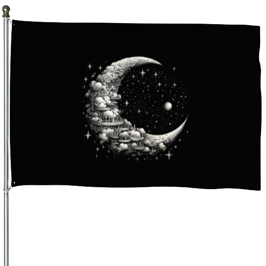 Cool Full Moon - Solar Eclipse, Moon Phases Total House Flags