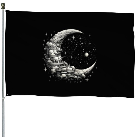 Cool Full Moon - Solar Eclipse, Moon Phases Total House Flags