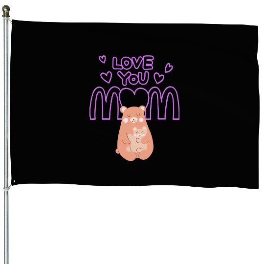Peach Cute Mom And Baby Bear Mother s Day Card 1 House Flags