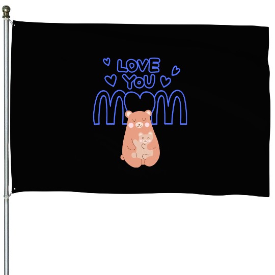 Peach Cute Mom And Baby Bear Mother s Day Card 3 House Flags