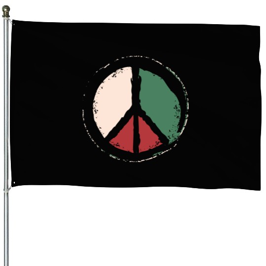 Free Palestine - Peace Symbol House Flags