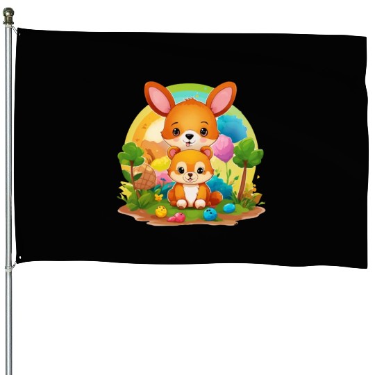Kangaroo Kingdom Threads: Embrace Nature's Harmony House Flags