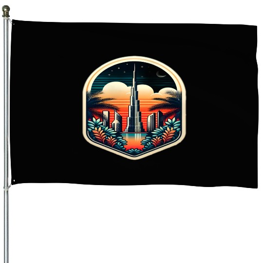 Dubai City United Arab Emirates Vintage Travel House Flags