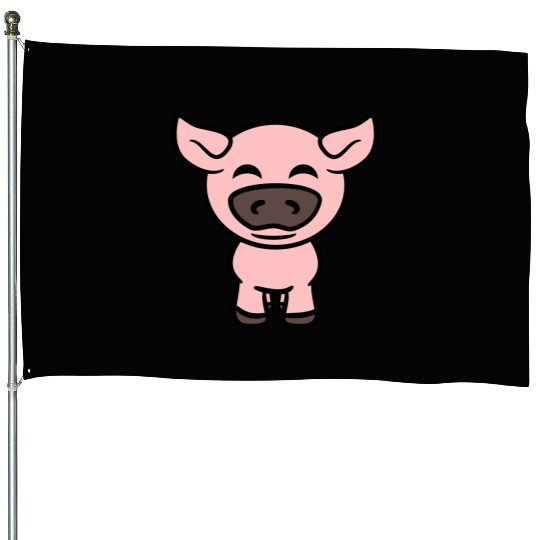 Little cute piggy pig piglet cartoon animal love House Flags