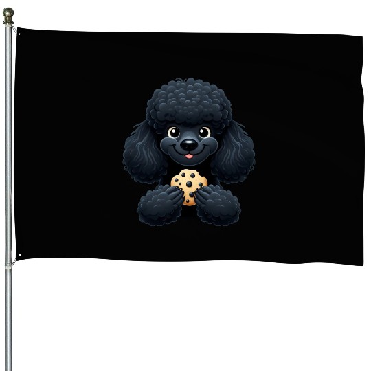 Black Poodle with Cookie Sweet Design House Flags