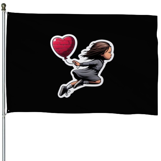 Girl with Balloon by Banksy, Iconic Street Art House Flags
