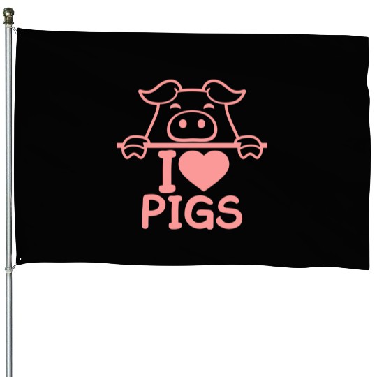 I Love Pigs pig heart piggy piglet comic funny House Flags