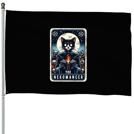 The Nekomancer Funny Tarot Necromancer Cat Pun House Flags