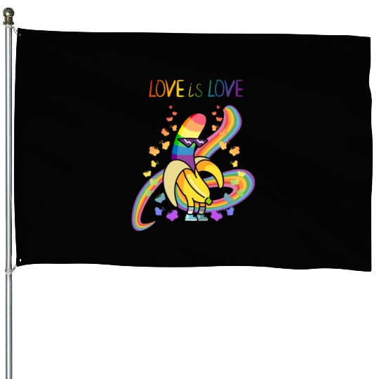 Pride Month | Love is Love Rainbow House Flags