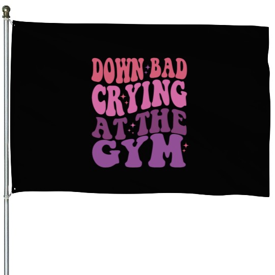 Down Bad Crying At The GYM Workout Training House Flags