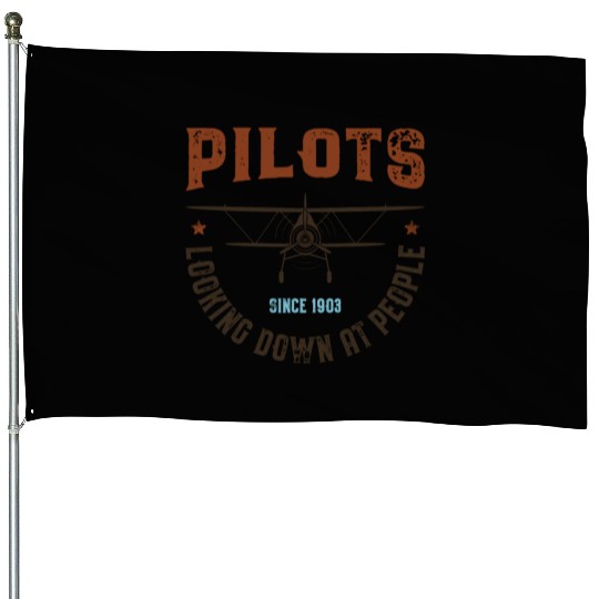 Pilots Looking Down at People House Flags