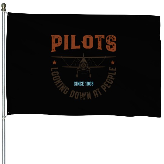 Pilots Looking Down at People House Flags