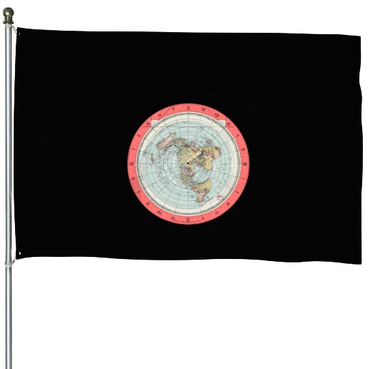 Flat Earth Theory World Map - Funny Conspiracy The House Flags