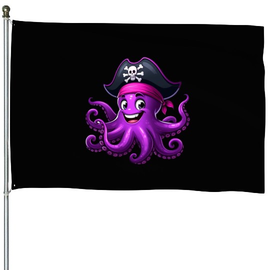 Funny pirate octopus House Flags