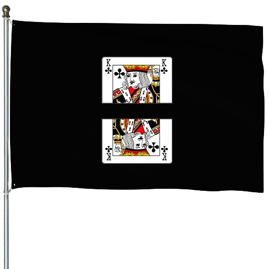 Playing card clover king with banner space House Flags