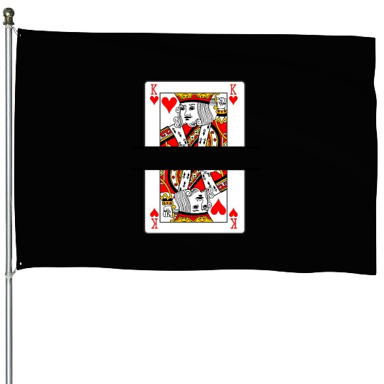Playing card hearts king with banner space House Flags