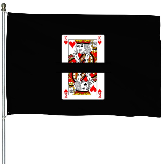 Playing card hearts king with banner space House Flags