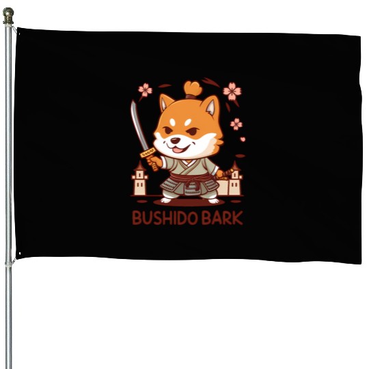 Chibi Shiba Inu Samurai House Flags