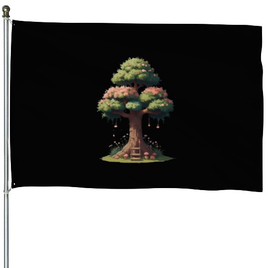 Colorful Tree Life is Really Good Tree House Flags