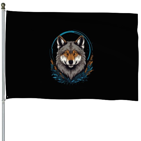 Flag Wolves July Howling Wolf House Flags