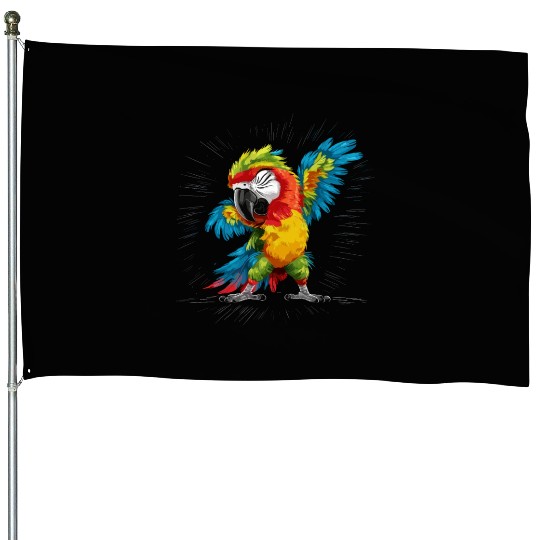 Macaw Parrot for a Bird Lover Animal Lover House Flags