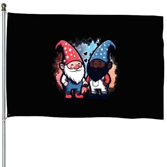 Gnome America Patriotic Whitey Melanin Gay Pride House Flags