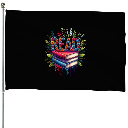 Book Flower Reading Wildflowers Librarian Bookworm House Flags