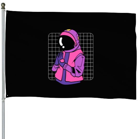 Cyberpunk Astronaut Digital Artist House Flags