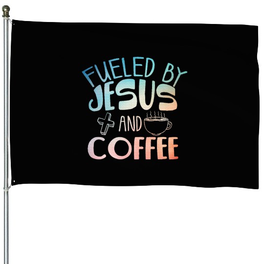 Cool Coffee Jesus Art Christian Coffee Lover House Flags