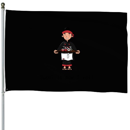 Cute Aesthetic Sushi Guy House Flags